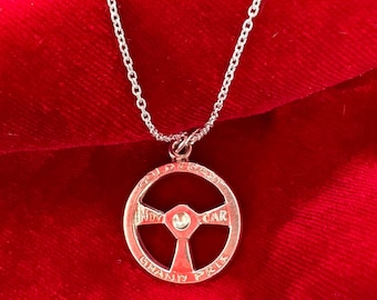 Brand New S/S 925 Pendant Small Steering Wheel 14mm & Cable Chain 45cm Commemorating the 1st Australian INDY Car GRAND PRIX-Gold Coast 1991-