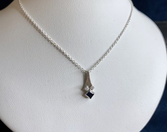 STERLING SILVER Chain & Pendant set with 1 x Blue square Sapphire | One left!