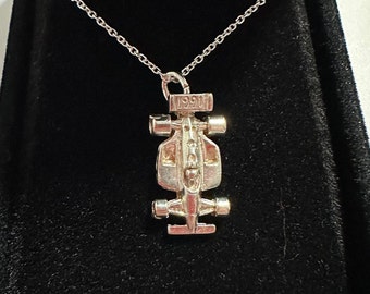 Brand New S/S.925 Indy Car Pendant Charm 20x10x4mm & Cable chain 50cm long- Commemorating 1st Australian INDY Car GRAND PRIX-Gold Coast 1991
