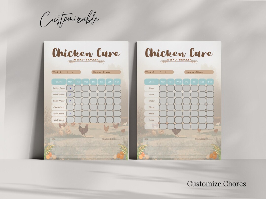 Chicken Care Weekly Tracker, Egg Log, Farm Planner (PDF) - Etsy