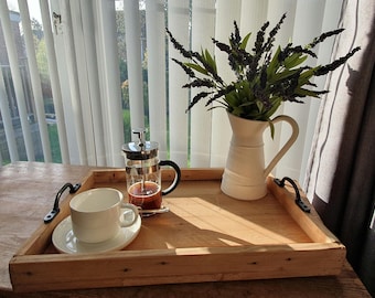 Reclaimed Rustic Ottoman Wooden Tray with Handles