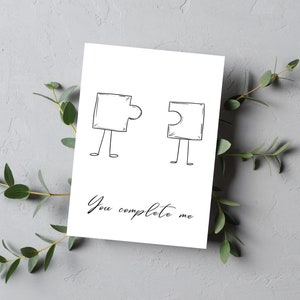 Tarjeta de Aniversario Me Completas, Para él, Para pareja, Para ella, Para Amigo