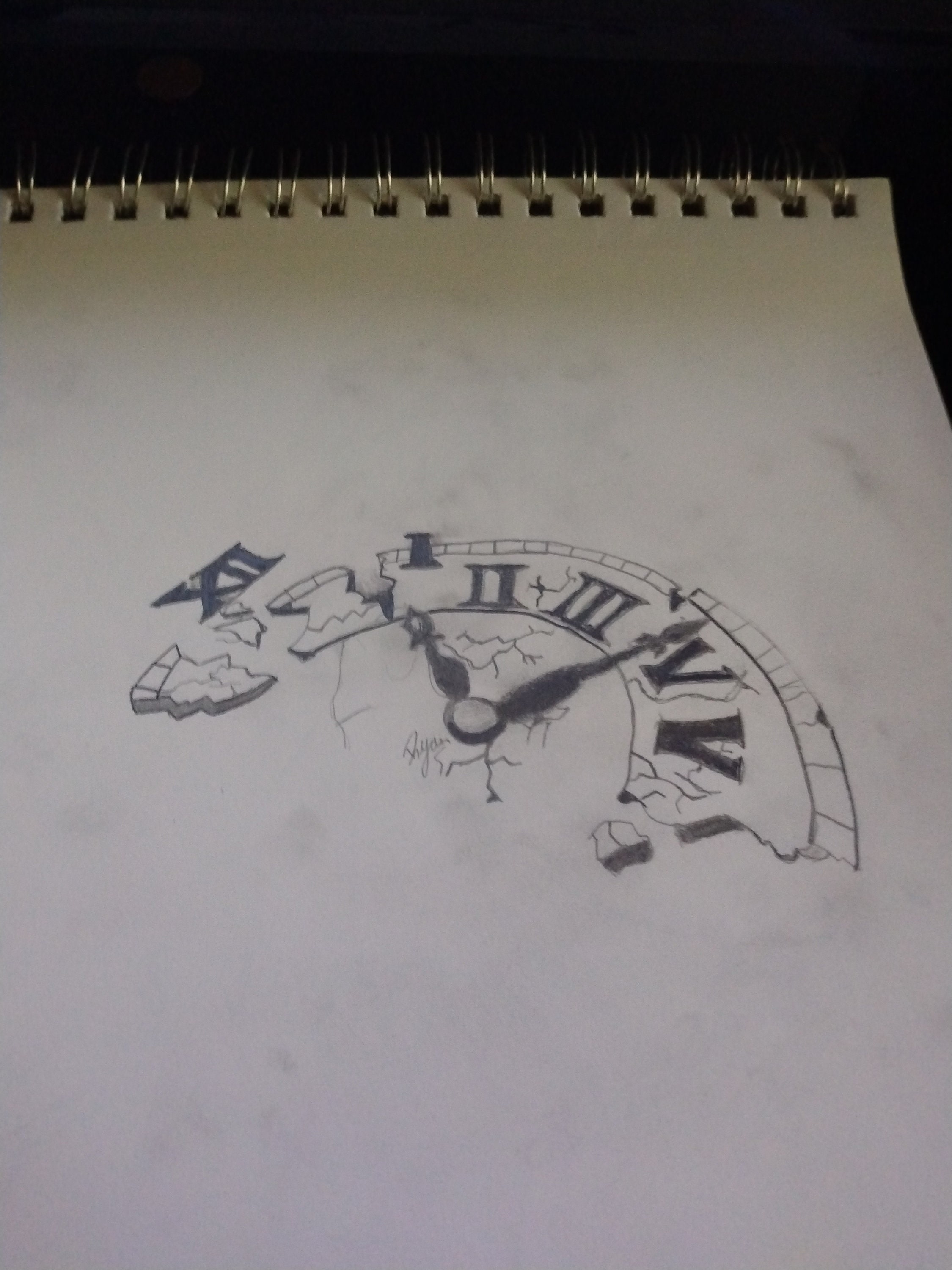 Broken Clock Drawing Etsy