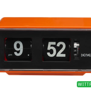 Retro radio alarm clock flip clock Denver flip clock radio in original packaging orange new/NOS Germany