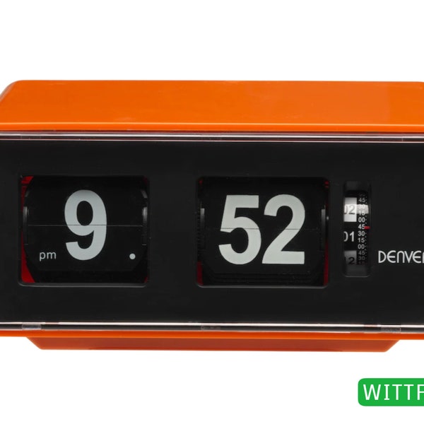 1970er Radio-Wecker Klappzahlenwecker Denver Flip-Clock-Radio in OVP orange wie neu Germany