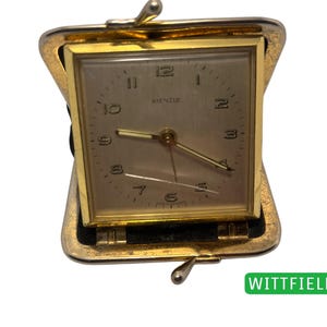 1960s Alarm Clock Kienzle mechanical alarm clock in wallet travel alarm clock Germany WP02