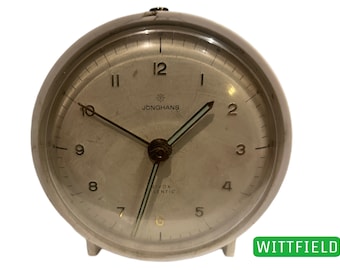 Années 1950Junghans Bivox Silentic mech. Réveil réveil horloge de table élégante vert Allemagne