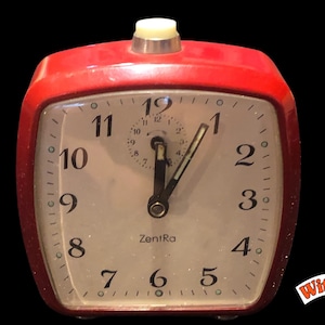 1960s Zentra mech. Alarm Clock Alarm Clock Stylish Table Clock red Germany