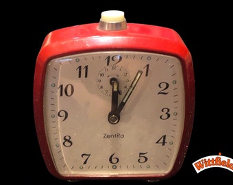Mech Zentra del 1960. Sveglia Sveglia Elegante Orologio da tavolo rosso Germania