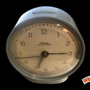 1960s Diehl silentium cavalier mech. Alarm Alarm Clock Stylish table clock blue Germany
