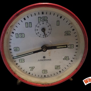1960sJunghans mech. Alarm Clock Alarm Clock Stylish Table Clock Red Germany