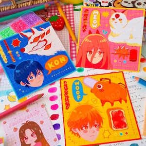 Cute Anime Art Prints / cute mini anime illustration art postcards / aesthetic mini anime posters / manga art postcard / small fanart prints