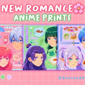 3 sztuki wydruków sztuki anime Romance / karty ze zdjęciami anime / miniaturowe wydruki ścienne anime / uroczy zestaw pocztówek / sztuka par anime / urocze wydruki sztuki anime