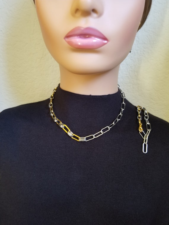 Stylish Handmade Golden Paperclip Chain Necklace Bracelet Etsy