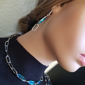 Handmade stainless steel paperclip necklace, bracelet, and earrings set