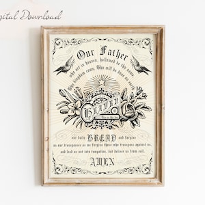 Our Father Printable Prayer | Digital Download | Catholic Wall Art |  Catholic Home Decor | Catholic Gifts | Traditional Catholic Art