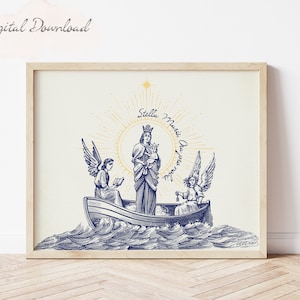 Stella Maris | Star of the Sea | Catholic Wall Art | Nautical Wall Art | Catholic Gifts | Traditional Catholic Art | Marian Art | Printable
