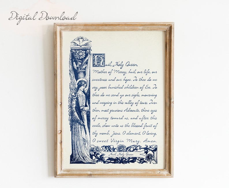 Hail Holy Queen Prayer Catholic Wall Art | Digital Download - Etsy