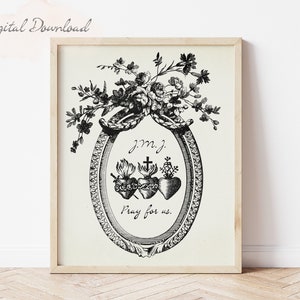 Three Sacred Hearts of the Holy Family Catholic Wall Art | Digital Download