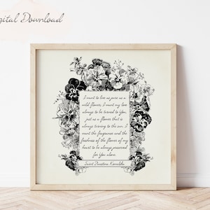 Saint Faustina &quot;Wildflower&quot; Quote | Catholic Wall Art | Catholic Home Decor | Catholic Gifts | Catholic Saints | Digital Download | Line Art