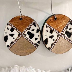 ARCHIVO DE PENDIENTES LÁSER svg Probado en múltiples láseres, incluidos Glowforge y Xtool Western Cow Circle Boho Dangle Digital Cut Country Wood raro