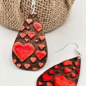 DIGITAL Reverse ENGRAVE SVG Digital Earring File Laser Ready Glowforge Tested Teardrop Hearts Valentine