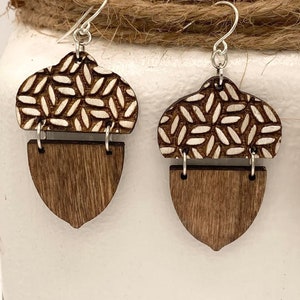 Digital File Acorn Earring SVG - REVERSE Engrave - 2 FILES - Engrave & Cut Tested on multiple Lasers Xtool Glowforge resin acrylic bundle