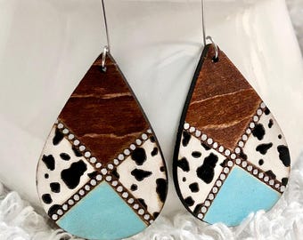 Cow Print Western Earrings SVG, Laser Cut File (Digital Download)