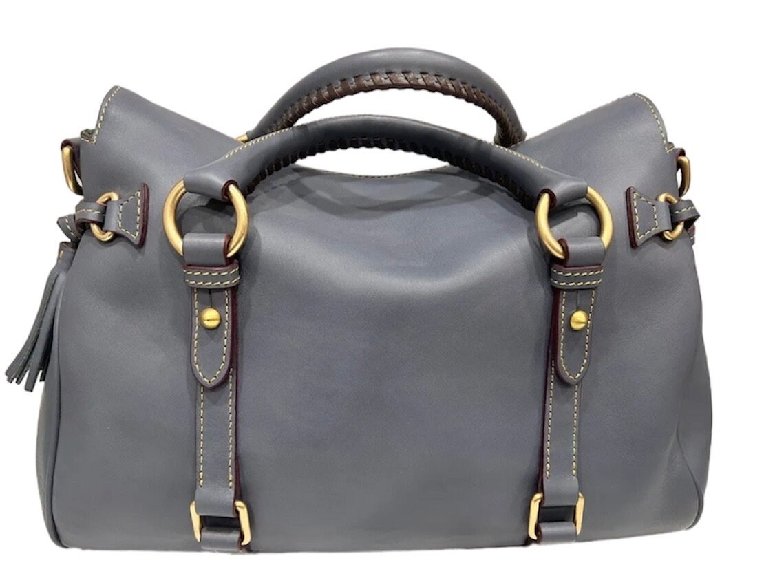 Dooney Bourke STEEL Blue Satchel Leather Handbag Etsy