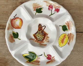Vintage handpainted sectioned serving platter | made in Japan