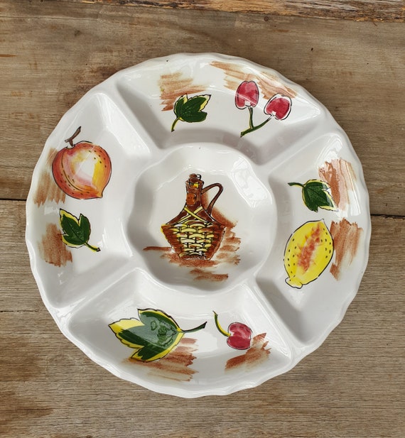 Vintage Handpainted Sectioned Serving Platter | Made in Japan 