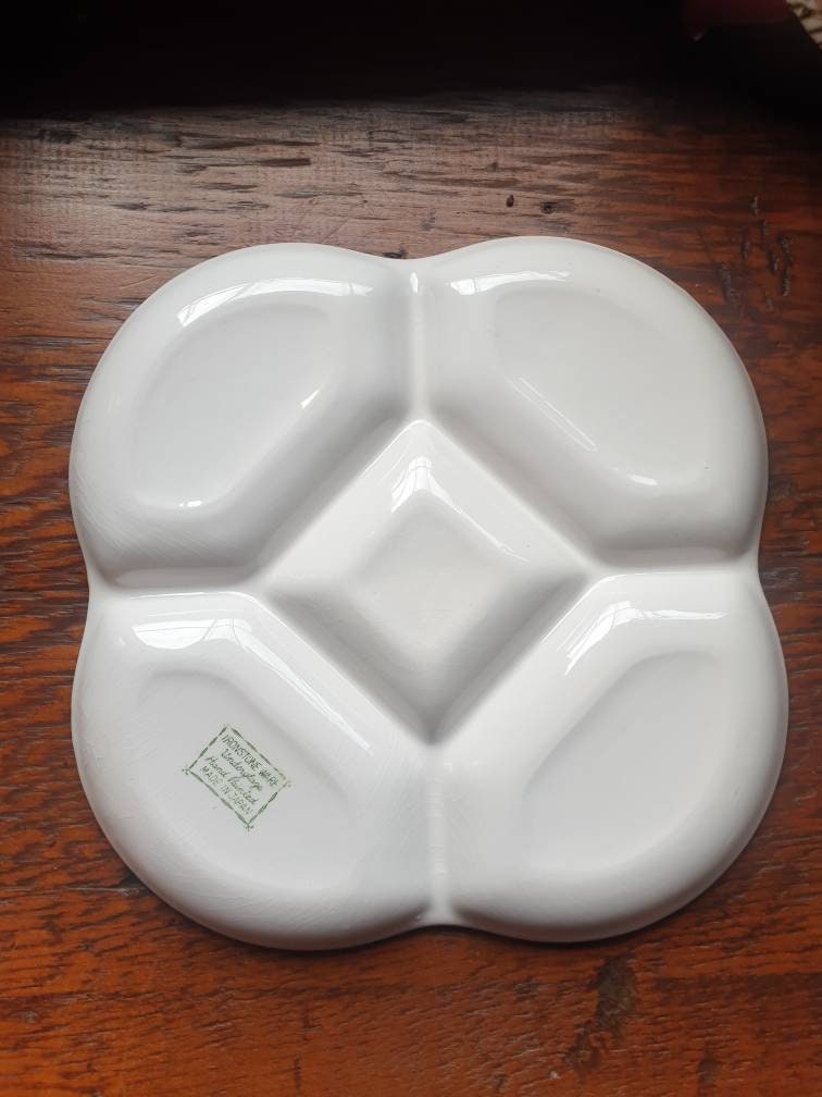 ヴィンテージの仕切り付きサービングプラッター | 手描きの野菜