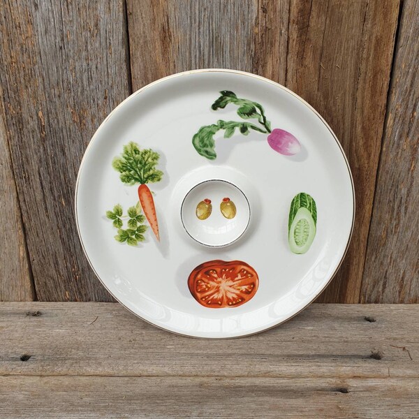 Vintage Mid-Century Kitsch IDEAL IRONSTONE WARE Appetiser Chip and Dip Plate | Platter | Retro Partyware | Made in Japan
