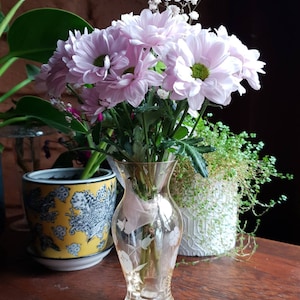 Gorgeous hand cut pale orange and iridescent crystal vase | Made in Slovakia