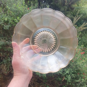 Vintage Peachy-Pink  Pearlescent glass bowl c1950s