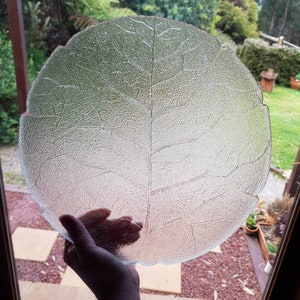 Vintage ARCOROC ASPEN - 13&quot; - 33cm - serving platter size XL leaf pattern round glass plate - Made in France