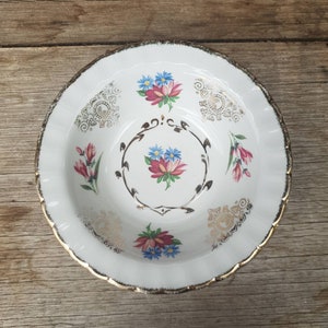Vintage Trinket Dish Pretty Pink Blue and Gold Design made by Wood and Sons Burslem England
