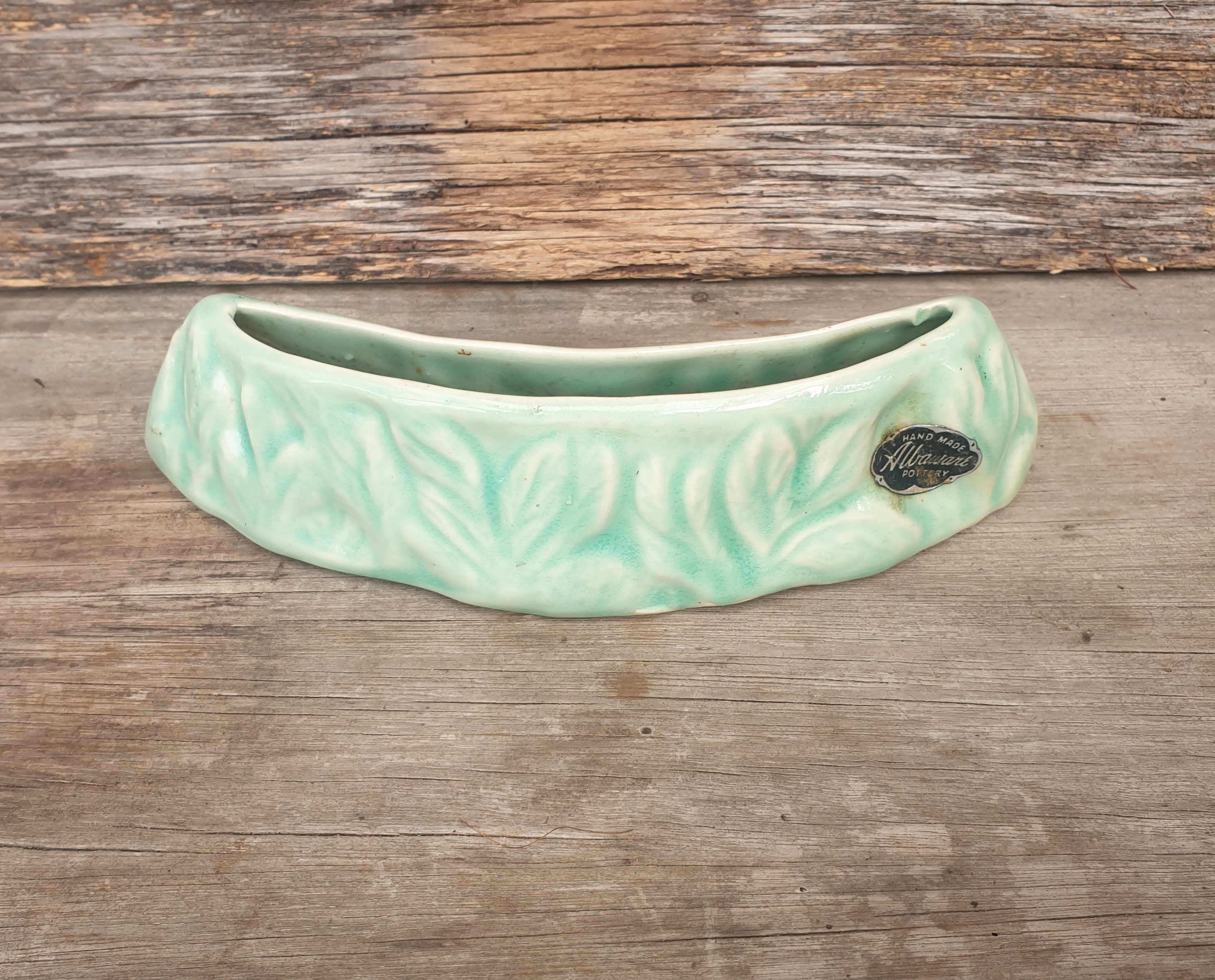 Vintage Albaware Pottery Green Trough Vase - Etsy