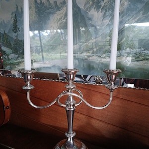 Vintage silver plated 3 armed candelabra