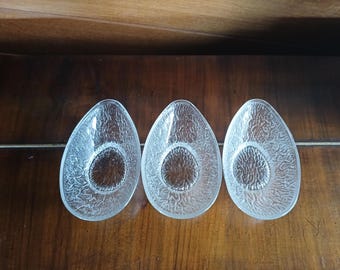 3 x vintage tempered glass avocado bowls