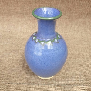 Unique handmade pottery blue and green glazed vase