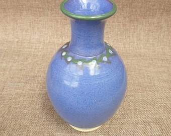 Unique handmade pottery blue and green glazed vase