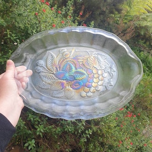 Beautiful carnival glass 36cm oval shaped serving platter