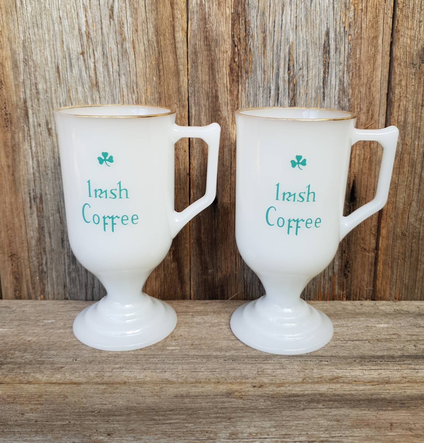 Vintage Milk Glass Irish Coffee Shamrock Pedestal Coffee Mug Pedestal Cup  Gold Accents Saint Patricks Day -  Finland