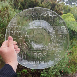 Retro cheese platter with cheese words design | Made by IVV Italy with original sticker| shaped with bowl in centre with raised edge