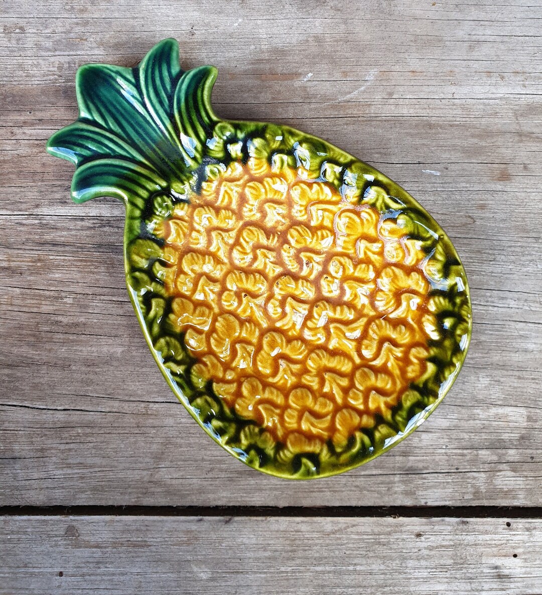 Vintage Ceramic Pineapple Spoon Rest Trinket Dish Soap Etsy