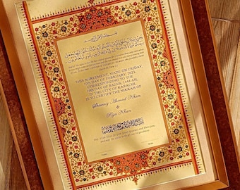 Mughal Nikkah Zertifikat Mumtaz Handgemalt