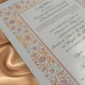 Pastel Palette of Love Nikkah Contract pintado a mano