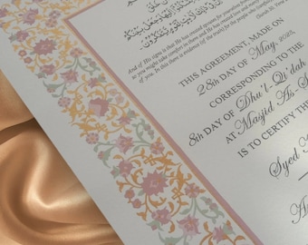 Pastel Palette of Love Nikkah Contract Hand Painted