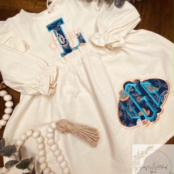 Monogram Baby Dress Etsy